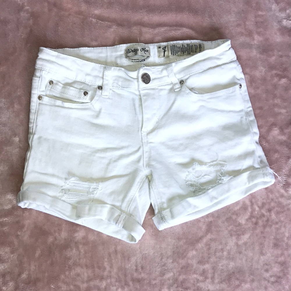 White jean shorts